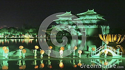 Open air performance and light show in Kaifeng, capital of Chinaâ€™s Song Dynasty Editorial Stock Photo